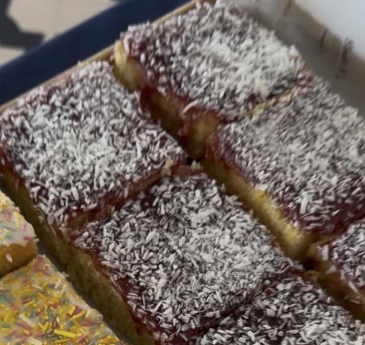 Jam and coconut sponge